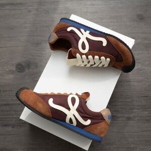Loewe Brown and Cream Platform Sneakers